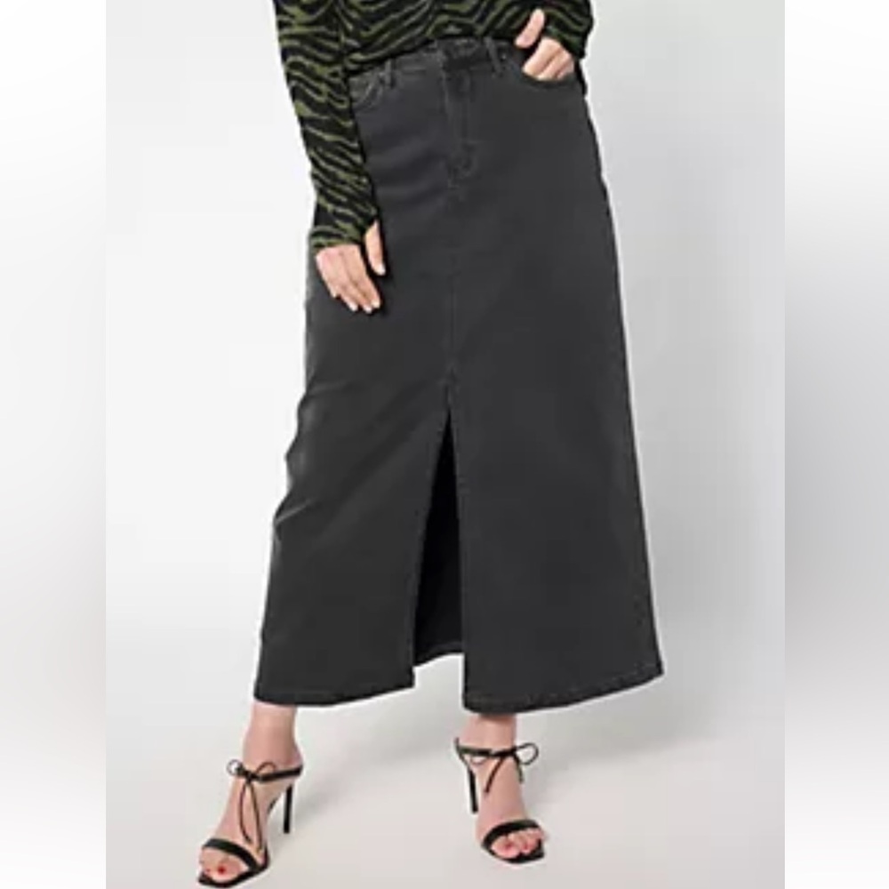 NYDJ High Rise Long Denim Skirt w/ slit - Size 14